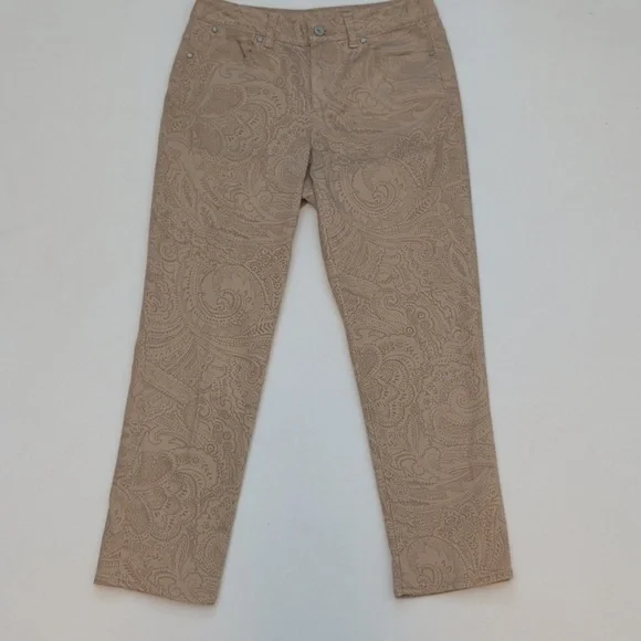 Talbots Curvy Slim Crop Paisley Pants - Picture 3 of 6